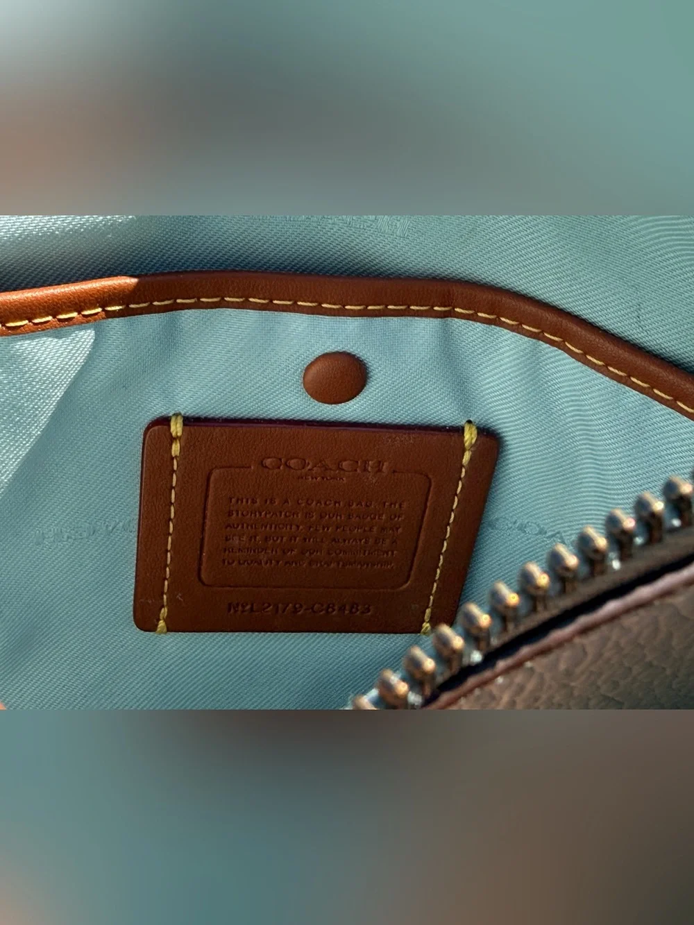 Coach Light Blue Pebble Leather Shoulder Bag